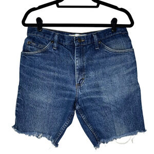 VTG Lee Denim Jean Shorts Jorts Men 30 Blue Regular Fit Cutoff Distressed Frayed